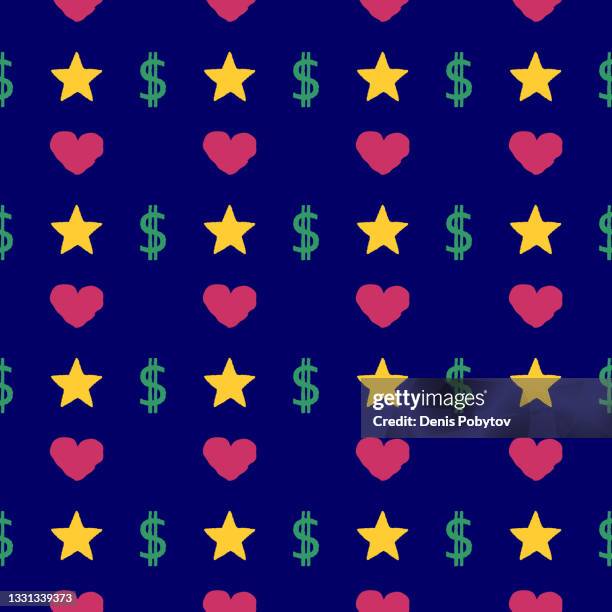 hand-drawn seamless icon illustration - heart, star and dollar sign. - poker wallpaper stock illustrations