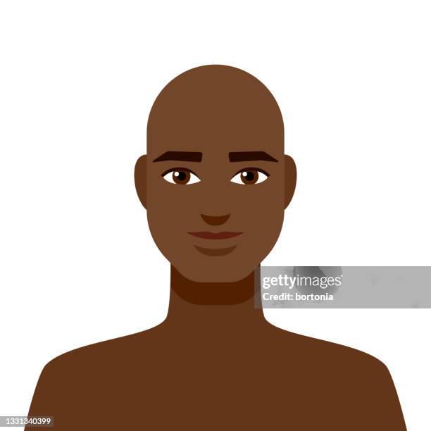 male avatar icon - shaved head stock illustrations