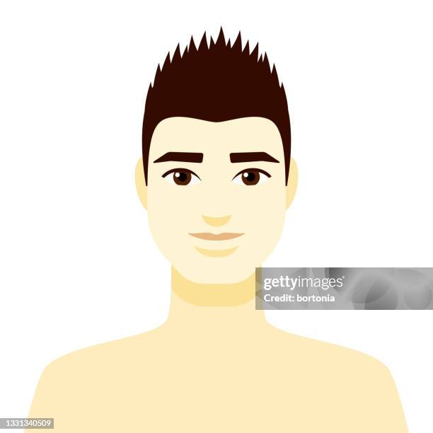 männliches avatar-symbol - spitzhaarfrisur stock-grafiken, -clipart, -cartoons und -symbole
