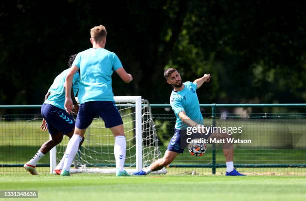 Shane Long during a Southampton FC pre season training session at the Vale Resort, Vale of Glamorgan on July 29, 2021 in Cardiff, Wales.