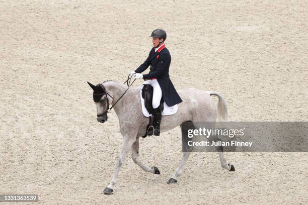 Oliver Townend of Team Great Britain riding Ballaghmor Class competes in the Eventing Dressage Team and Individual Day 1 - Session 1 on day seven of...