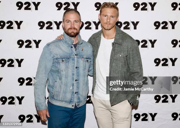 Stephen Amell and Alexander Ludwig attend the Cast Of Starz's "Heels" In Conversation at 92nd Street Y on July 29, 2021 in New York City.