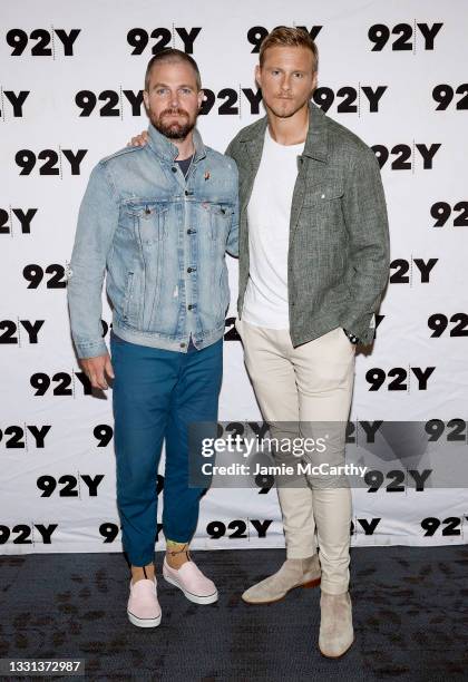 Stephen Amell and Alexander Ludwig attend the Cast Of Starz's "Heels" In Conversation at 92nd Street Y on July 29, 2021 in New York City.