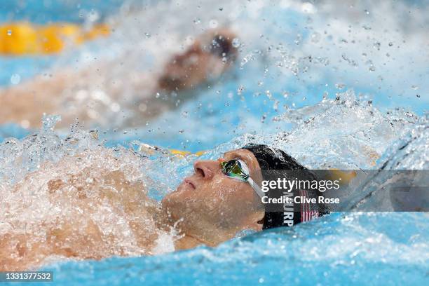 Ryan Murphy of Team United States competes in the Men's 200m Backstroke Final on day seven of the Tokyo 2020 Olympic Games at Tokyo Aquatics Centre...