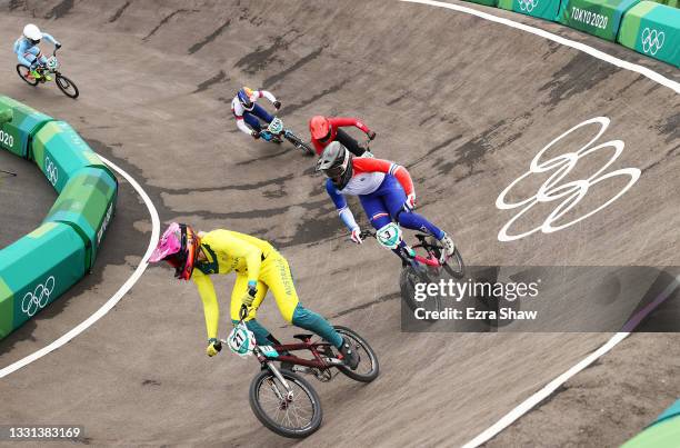 Lauren Reynolds of Team Australia, Axelle Etienne of Team France, Simone Christensen of Team Denmark, Natalia Afremova of Team ROC and Elke Vanhoof...