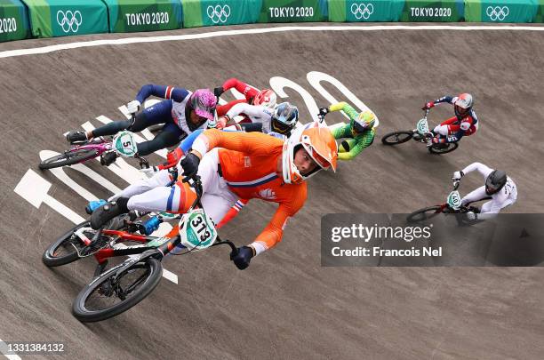 Kye Whyte of Team Great Britain, Niek Kimmann of Team Netherlands, Corben Sharrah of Team United States and Tore Navrestad of Team Norway as they...