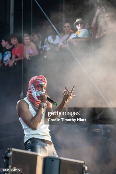 Playboi Carti performs on stage during Lollapalooza 2021 at Grant Park on July 29, 2021 in Chicago, Illinois.