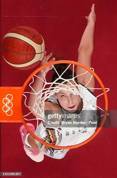 Antonia Delaere of Team Belgium goes up for a shot against Puerto Rico during the second half of a Women's Preliminary Round Group C game on day...