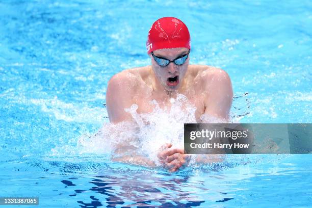 Duncan Scott of Team Great Britain competes in the Men's 200m Individual Medley Final on day seven of the Tokyo 2020 Olympic Games at Tokyo Aquatics...