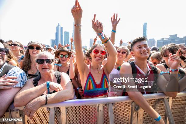 Festival-goers are seen during day 1 of Lollapalooza at Grant Park o9, ln July 22021 in Chicago, Illinois.