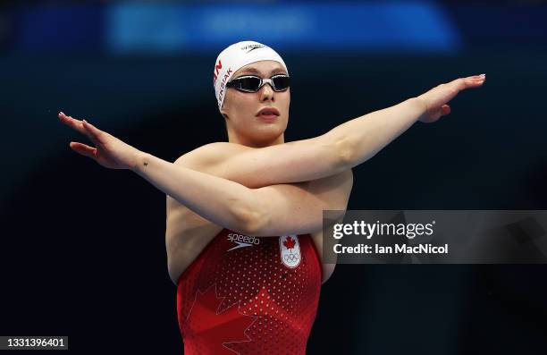 Penny Oleksiak of Canada competes in the final of the Women's 100m Freestyle final on day seven of the Tokyo 2020 Olympic Games at Tokyo Aquatics...