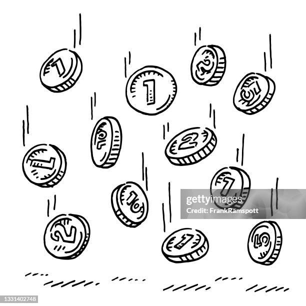 stockillustraties, clipart, cartoons en iconen met falling coins drawing - coins