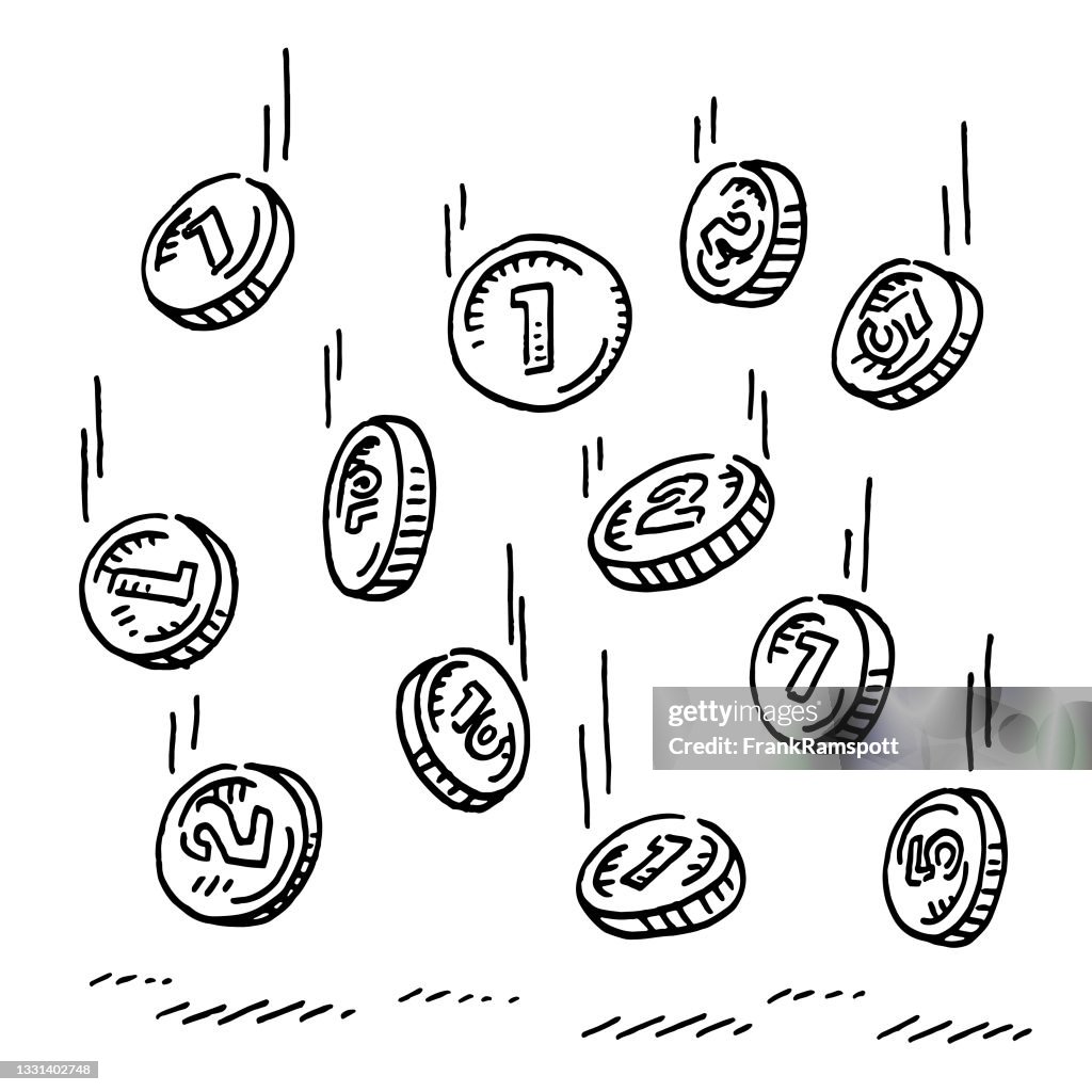 Falling Coins Drawing