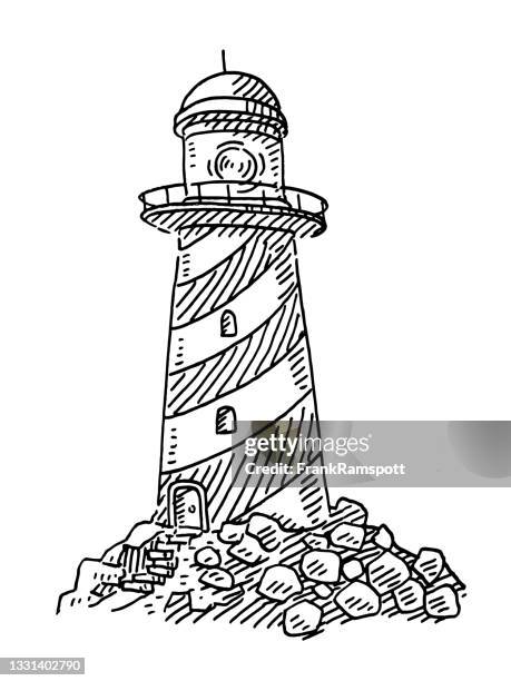 light house building drawing - light house line drawing stock illustrations