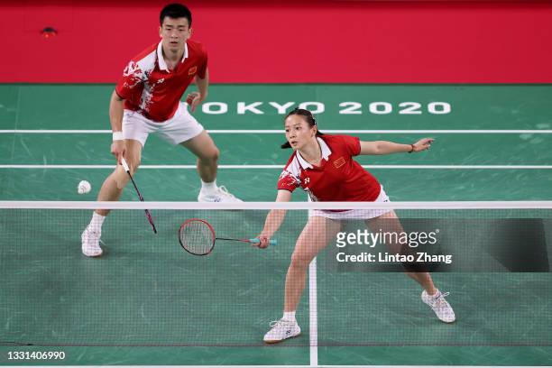 Zheng Si Wei and Huang Ya Qiong of Team China compete against Wang Yi Lyu and Huang Dong Ping of Team China during the Mix Doubles Gold Medal match...
