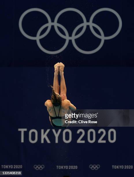 Luana Lira of Team Brazil competes during the Women's 3m Springboard Preliminary round on day seven of the Tokyo 2020 Olympic Games at Tokyo Aquatics...