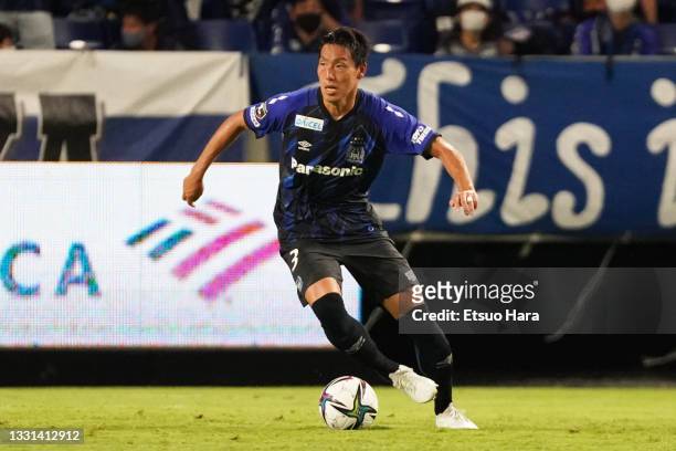 Gen Shoji of Gamba Osaka in action during the J.League Meiji Yasuda J1 match between Gamba Osaka and Kashima Antlers at Panasonic Stadium Suita on...