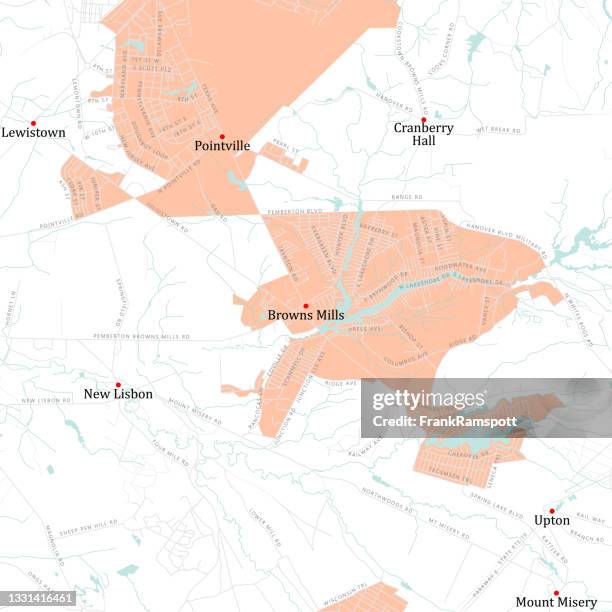 nj burlington browns mills vector road map - spring lake nj stock illustrations