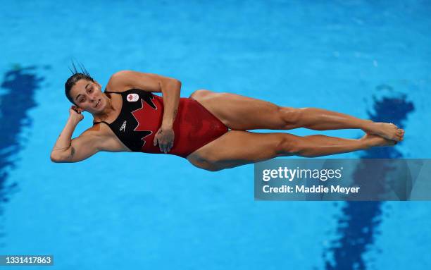 Pamela Ware of Team Canada competes during the Women's 3m Springboard Preliminary round on day seven of the Tokyo 2020 Olympic Games at Tokyo...