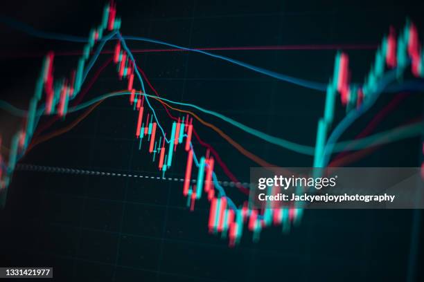 selective focus of financial background stock exchange graph - mercado bursátil fotografías e imágenes de stock