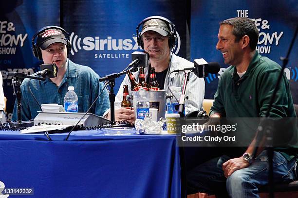 Host Anthony Cumia takes part in the "Thanks For Nothing: An Opie & Anthony Holiday Event" broadcast on SiriusXM from the Hard Rock Cafe, Times...