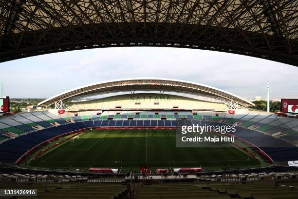 General view inside the stadium prior to the Women's Quarter Final match between Sweden and Japan on day seven of the Tokyo 2020 Olympic Games at...