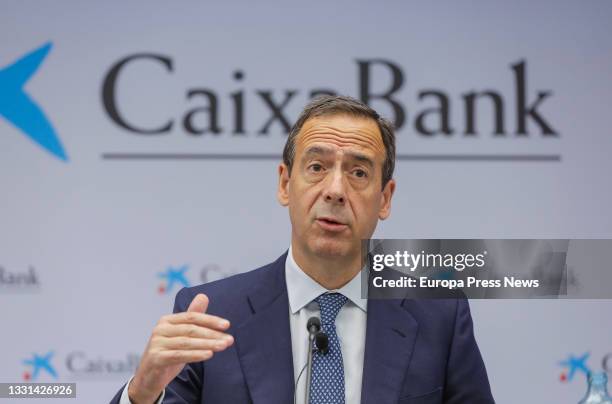 CaixaBank CEO Gonzalo Gortazar presents the bank's results for the first half of 2021, as of July 30 at the bank's headquarters, as of July 30 in...