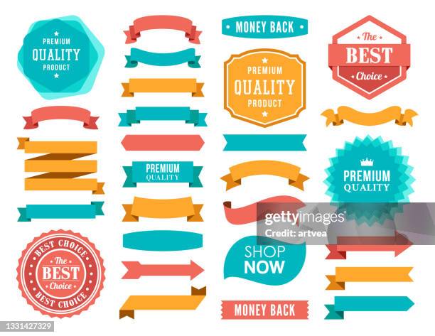 stockillustraties, clipart, cartoons en iconen met set of the ribbons and badges - spandoek