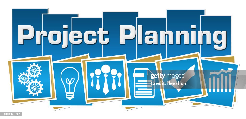 Project Structuring Symbol Project Planning Business Symbols Blue Squares Stripes High-Res Vector ...