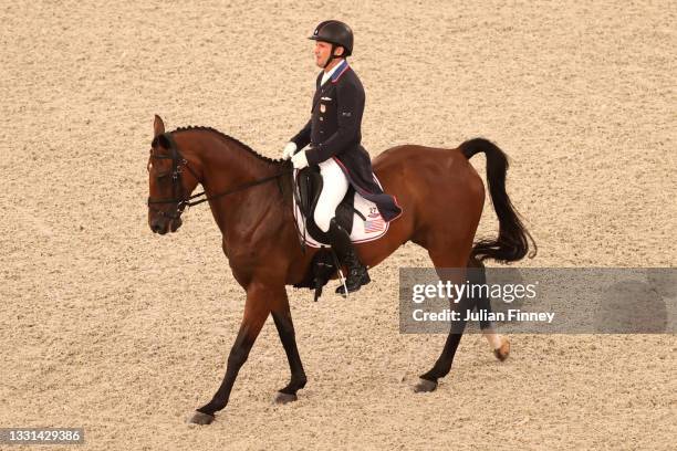 Phillip Dutton of Team USA riding Z competes in the Eventing Dressage Team and Individual Day 1 - Session 2 on day seven of the Tokyo 2020 Olympic...