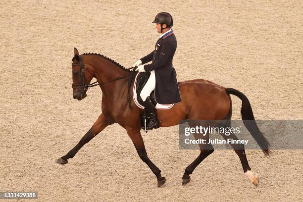 Phillip Dutton of Team USA riding Z competes in the Eventing Dressage Team and Individual Day 1 - Session 2 on day seven of the Tokyo 2020 Olympic...