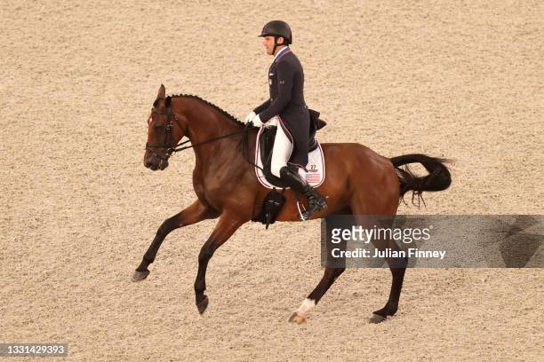 Phillip Dutton of Team USA riding Z competes in the Eventing Dressage Team and Individual Day 1 - Session 2 on day seven of the Tokyo 2020 Olympic...