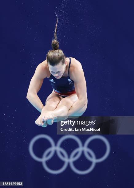 Grace Reid of Great Britain competes in the preliminary round of the Women's 3m Springboard on day seven of the Tokyo 2020 Olympic Games at Tokyo...