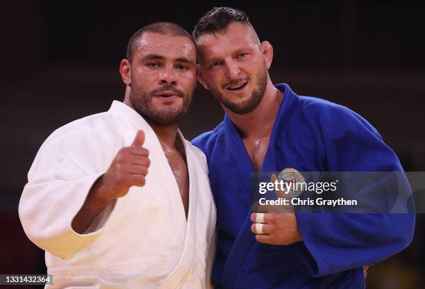 Lukas Krpalek of Team Czech Republic celebrates his win over Guram Tushishvili of Team Georgia during the Men’s Judo +100kg Final on day seven of the...