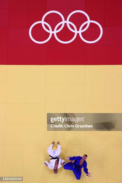 Lukas Krpalek of Team Czech Republic celebrates his win over Guram Tushishvili of Team Georgia during the Men’s Judo +100kg Final on day seven of the...