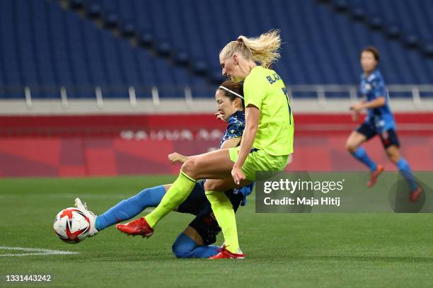 Stina Blackstenius of Team Sweden scores their side's second goal during the Women's Quarter Final match between Sweden and Japan on day seven of the...