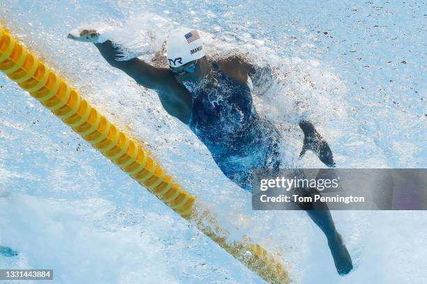 Simone Manuel of Team United States competes in the Women's 50m Freestyle heats on day seven of the Tokyo 2020 Olympic Games at Tokyo Aquatics Centre...