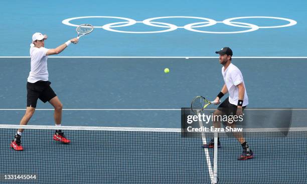 Marcus Daniell of Team New Zealand and Michael Venus of Team New Zealand play Tennys Sandgren of Team USA and Austin Krajicek of Team USA in their...