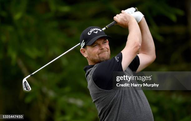 David Dyrsdale of Scotland on the 14th tee during Day Two of The ISPS HANDA World Invitational at Galgorm Spa & Golf Resort on July 30, 2021 in...