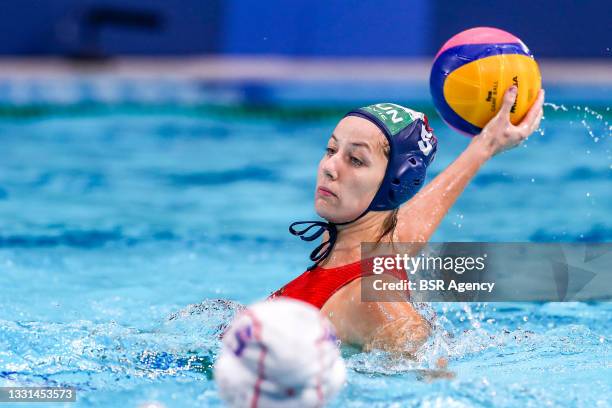 Gabriella Szucs of Hungary during the Tokyo 2020 Olympic Waterpolo Tournament women match between Japan and Hungary at Tatsumi Waterpolo Centre on...