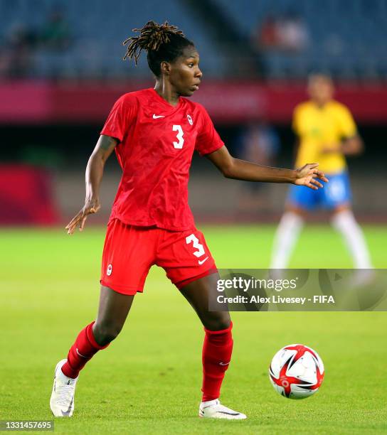 Kadeisha Buchanan of Team Canada in action during the Women's Quarter Final match between Canada and Brazil on day seven of the Tokyo 2020 Olympic...