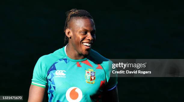 Maro Itoje looks on during the British & Irish captain's run at Cape Town Stadium on July 30, 2021 in Cape Town, South Africa.