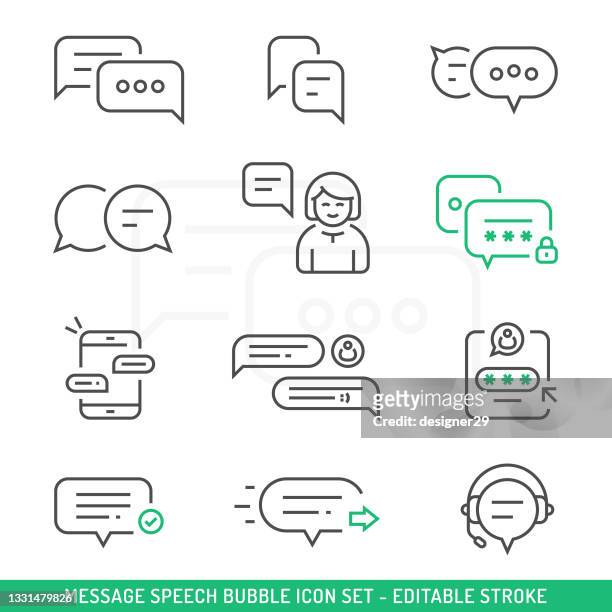 chatting and message speech bubble icon set. - answering stock illustrations
