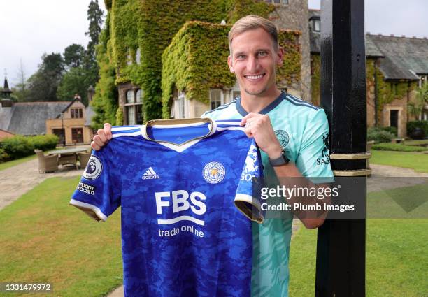 Marc Albrighton signs a new contract at Leicester City at Seagrave on July 30, 2021 in Barrow On Soar, England.