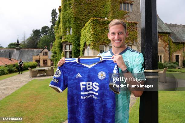 Marc Albrighton signs a new contract at Leicester City at Seagrave on July 30, 2021 in Barrow On Soar, England.