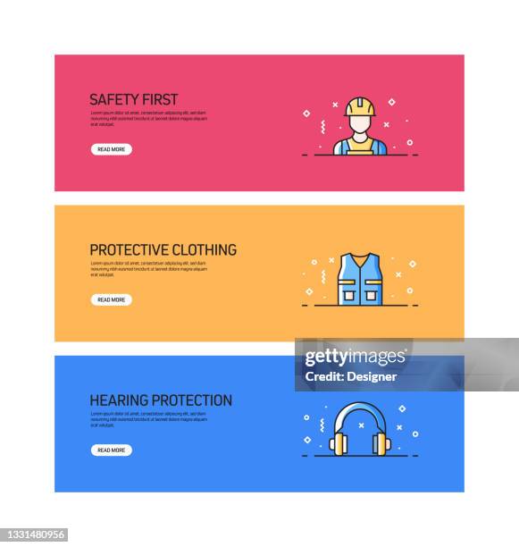 work safety related pattern web banner design - factory inspector stock illustrations