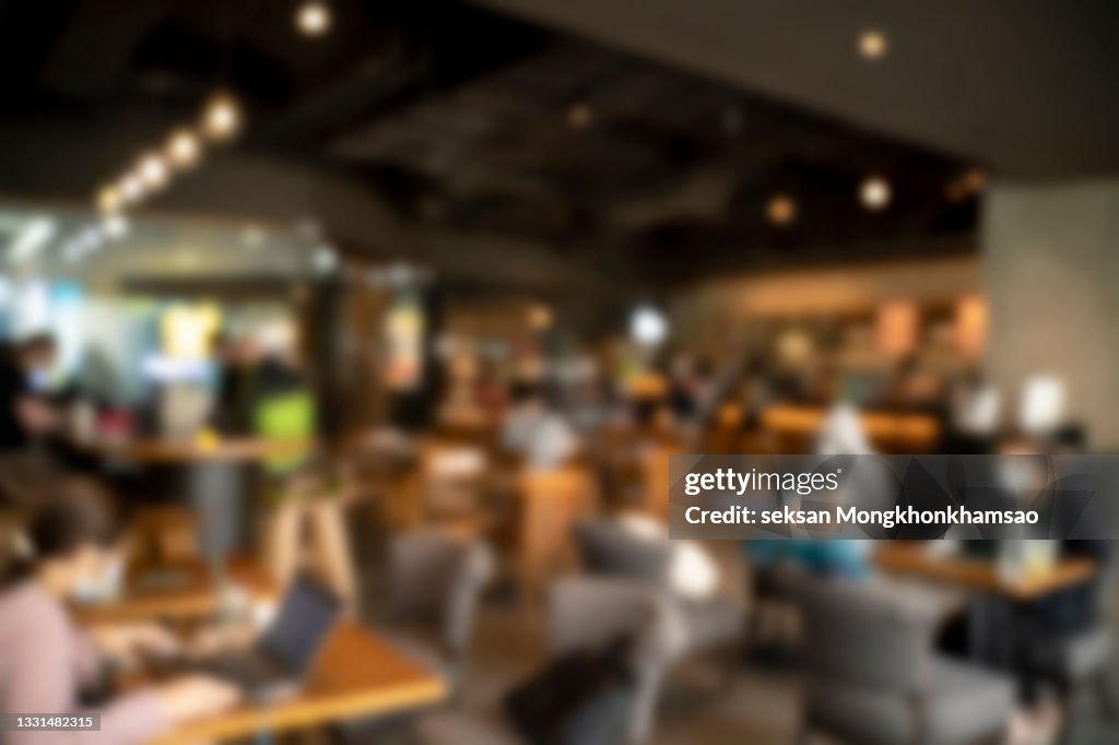 Blurred background : Customer at restaurant blur background with bokeh.