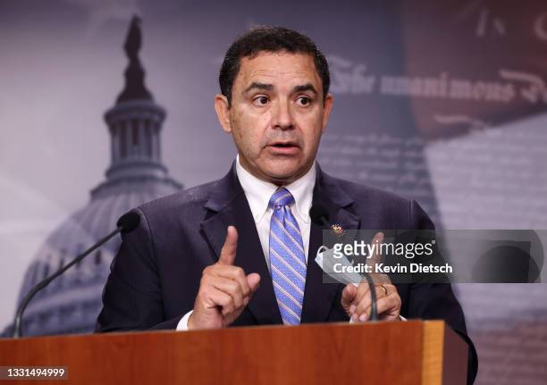 Rep. Henry Cuellar speaks on southern border security and illegal immigration, during a news conference at the U.S. Capitol on July 30, 2021 in...
