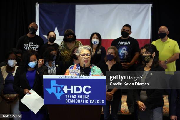 Texas State Rep. Senfronia Thompson , joined by fellow Texas state representatives, speaks at a press conference on voting rights, on July 30, 2021in...