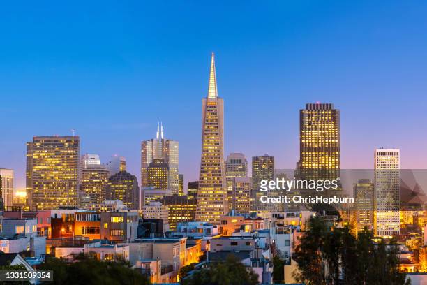 san francisco skyline, california, usa - transamerica pyramid san francisco stock pictures, royalty-free photos & images